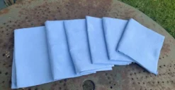 6 grandes serviettes en coton damassées teintées bleues, vintage