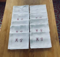 12 grandes serviettes monogramme MP