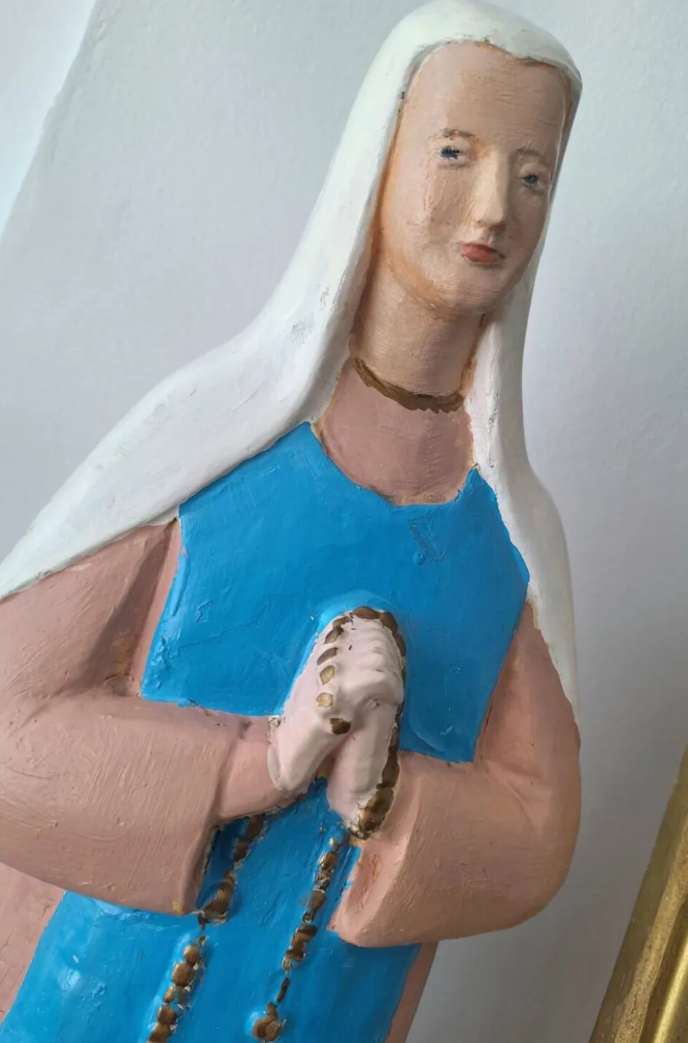 Grande statue ancienne de la Vierge, décoration religieuse vintage
