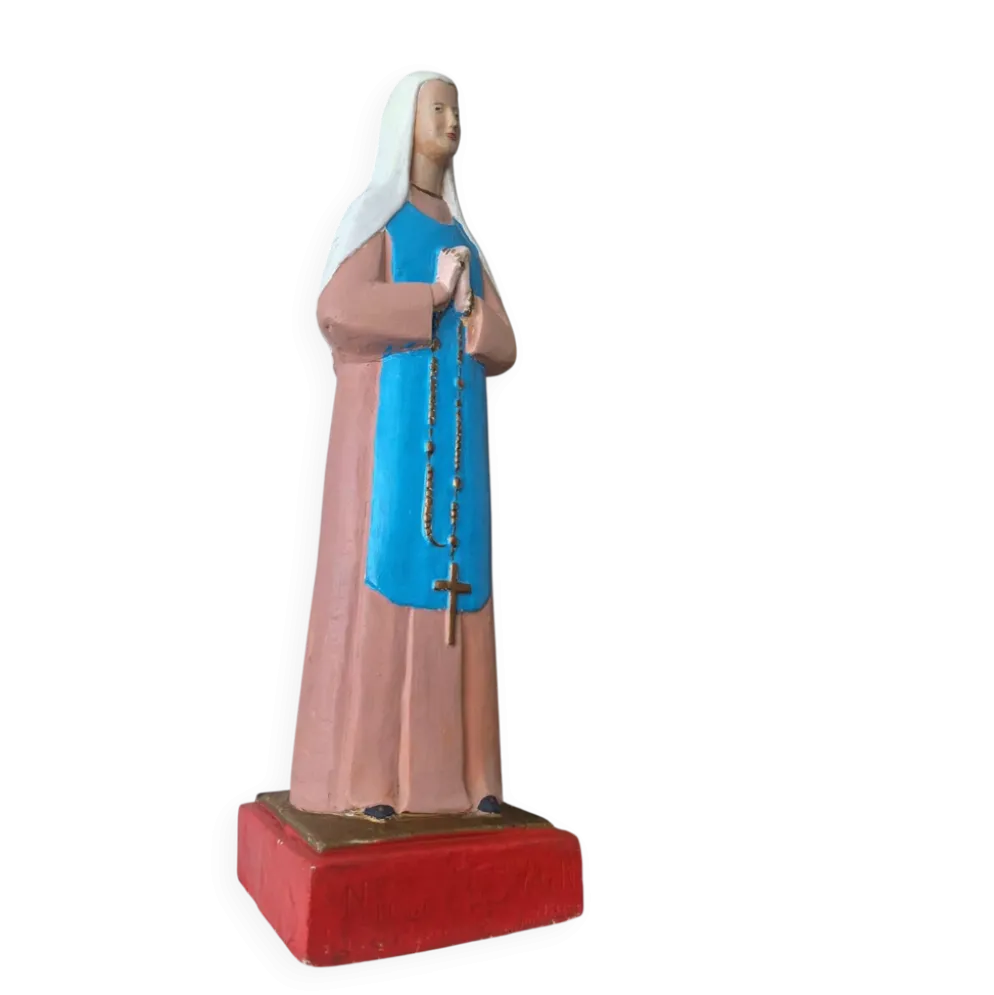 Grande statue ancienne de la Vierge, décoration religieuse vintage