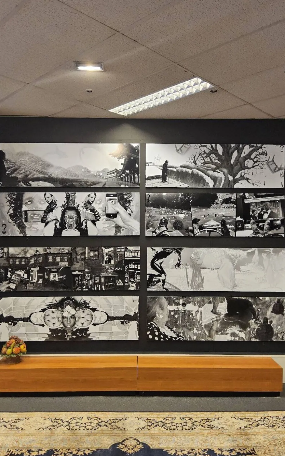 grandes œuvres d'art en noir et blanc / collage photo (160x50) lit