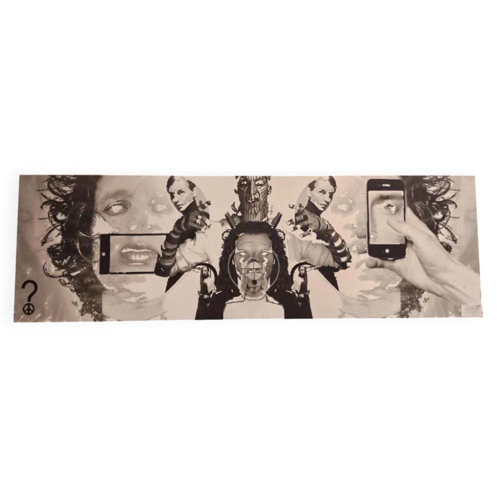 grandes œuvres d'art en noir et blanc / collage photo (160x50) téléphones