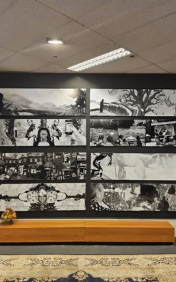 Grandes œuvres d'art en noir et blanc / collage photo (160x50) yeux