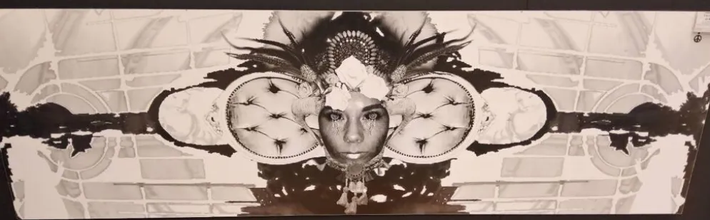 Grandes œuvres d'art en noir et blanc / collage photo (160x50) yeux