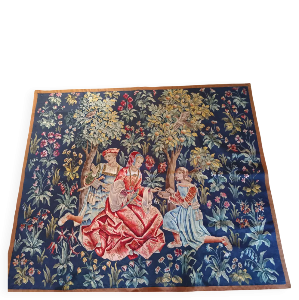 Grande tapisserie Jules Pansu – La Dame au coffret – Point d’Halluin