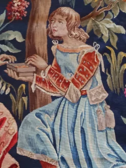 Grande tapisserie Jules Pansu – La Dame au coffret – Point d’Halluin