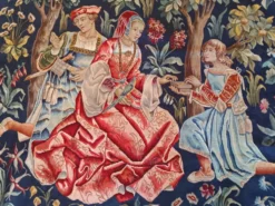 Grande tapisserie Jules Pansu – La Dame au coffret – Point d’Halluin