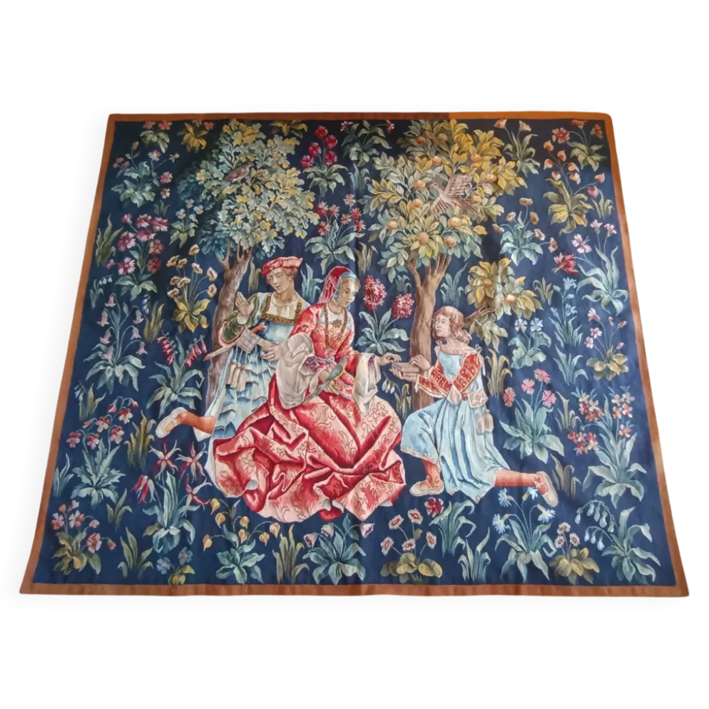 Grande tapisserie Jules Pansu – La Dame au coffret – Point d’Halluin