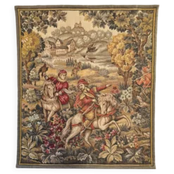 Grande tapisserie murale – scène de cavaliers – 150 × 165cm