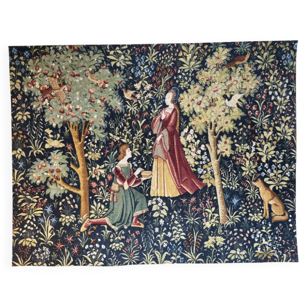 Grande tapisserie Robert Four Aubusson – Verger médiéval – 140 x 190 c