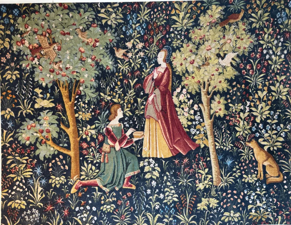 Grande tapisserie Robert Four Aubusson – Verger médiéval – 140 x 190 c