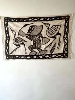 Grande tapisserie vintage de Korhogo — Sénoufo, Côte d'Ivoire