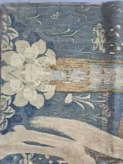 Grande tenture murale ancienne – scène médiévale équestre – 180 × 138 cm
