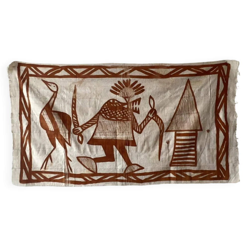 Grande tenture tapisserie vintage de Korhogo— Sénoufo, Côte d'Ivoire