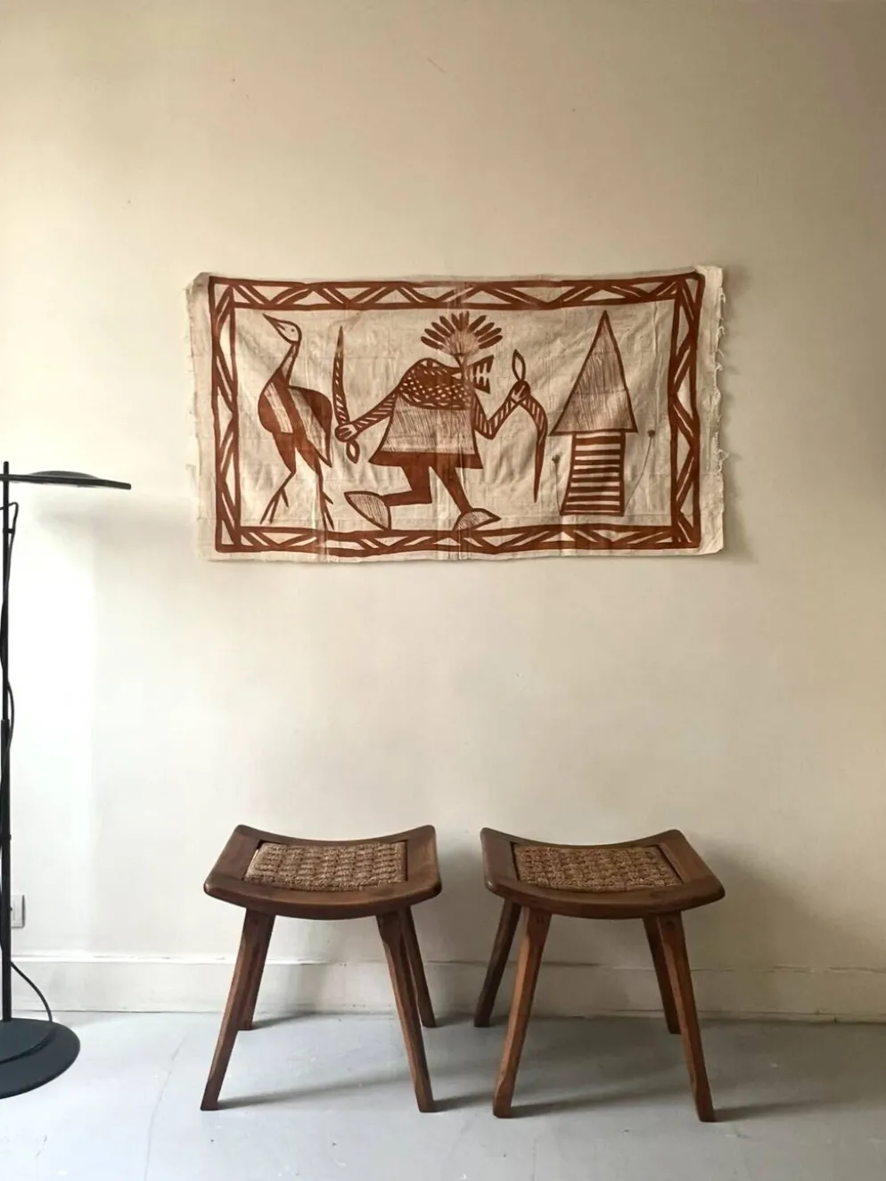 Grande tenture tapisserie vintage de Korhogo— Sénoufo, Côte d'Ivoire