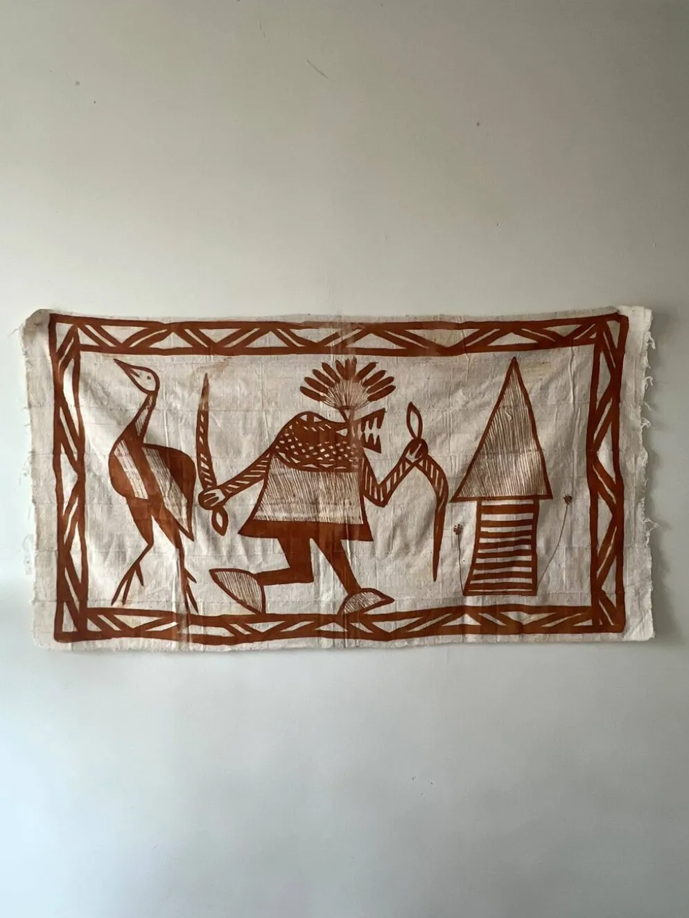 Grande tenture tapisserie vintage de Korhogo— Sénoufo, Côte d'Ivoire