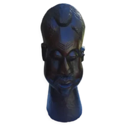 Grande tête sculptée africaine en bois exotique – Madagascar – 65 cm