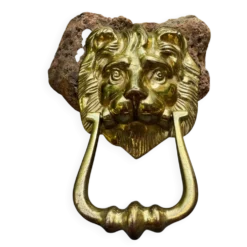 Grand heurtoir de porte lion en laiton massif Art Nouveau