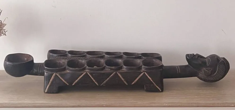 Grand jeu Awale Baoule en bois (Burkina Faso)