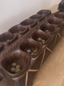 Grand jeu Awale Baoule en bois (Burkina Faso)
