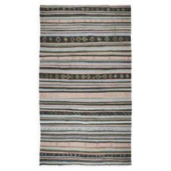 Grand kilim ancien d’Anatolie rose et gris, 357 x 187 cm