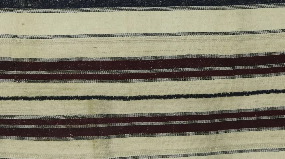 Grand Kilim Turc Konya 140x206 cm Vintage Rayé Tissé Main