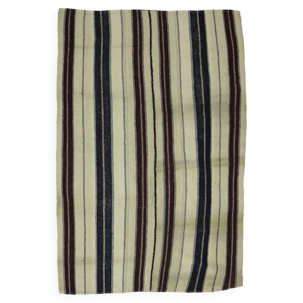 Grand Kilim Turc Konya 140x206 cm Vintage Rayé Tissé Main