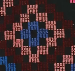 Grand kilim turc vintage graphique bleu et rose 282 x 203 cm
