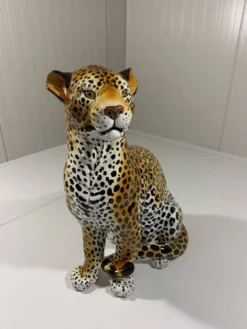 Grand léopard en céramique italienne des années 1970
