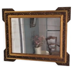 Grand miroir ancien en bois et stuc doré, Style Napoléon III/Louis-Philippe