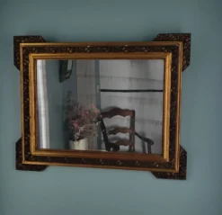 Grand miroir ancien en bois et stuc doré, Style Napoléon III/Louis-Philippe