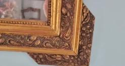 Grand miroir ancien en bois et stuc doré, Style Napoléon III/Louis-Philippe