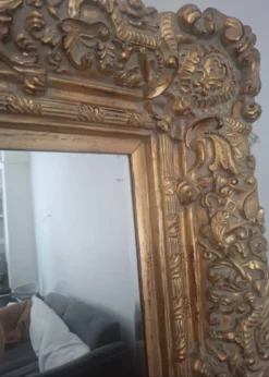 Grand miroir ancien monumental 185x145 bois doré glace biseautée style