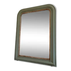 Grand miroir antique français Louis Philippe – vert et or, fin du 19e siècle