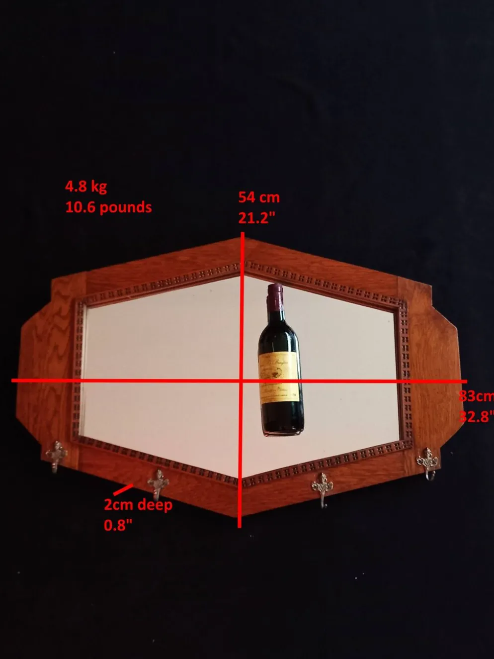 Grand Miroir Art déco avec Cadre Géométrique