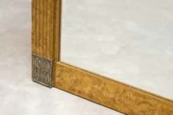 Grand miroir Art déco en laiton patiné avec verre facetté années 1960