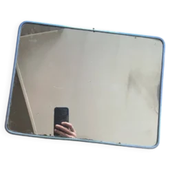 Grand miroir barbier bleu métallisé