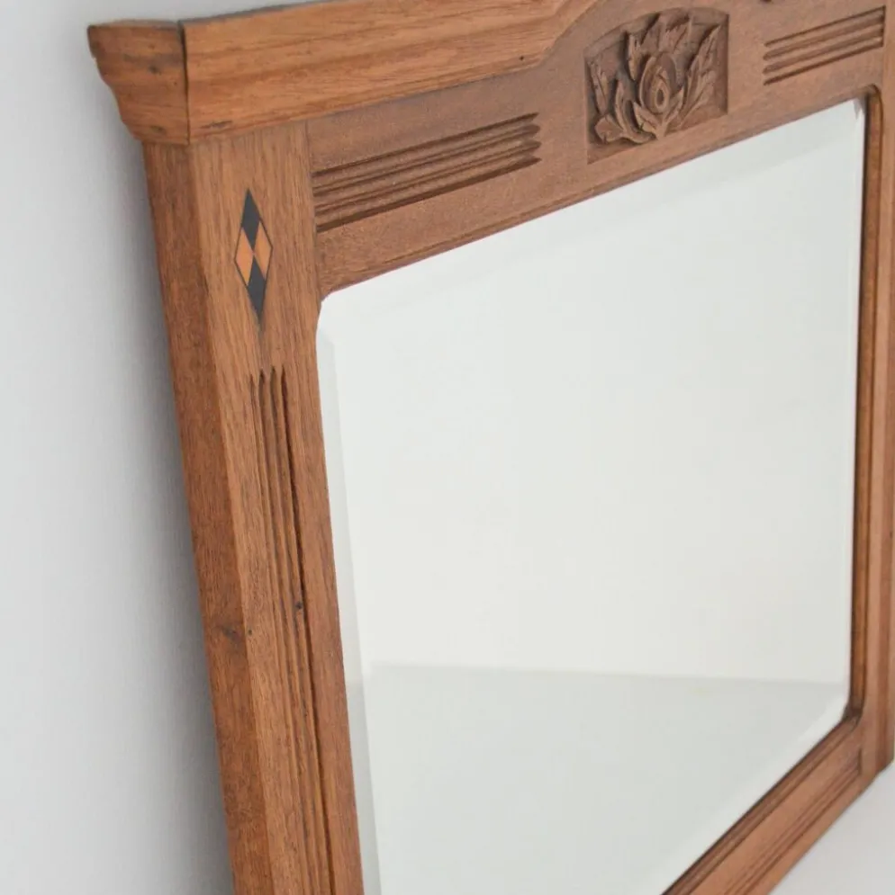 Grand miroir biseauté ancien vintage 1930