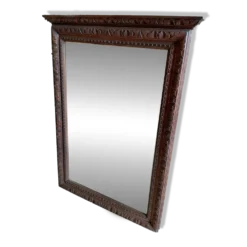 Grand Miroir biseauté à cadre en bois sculpté