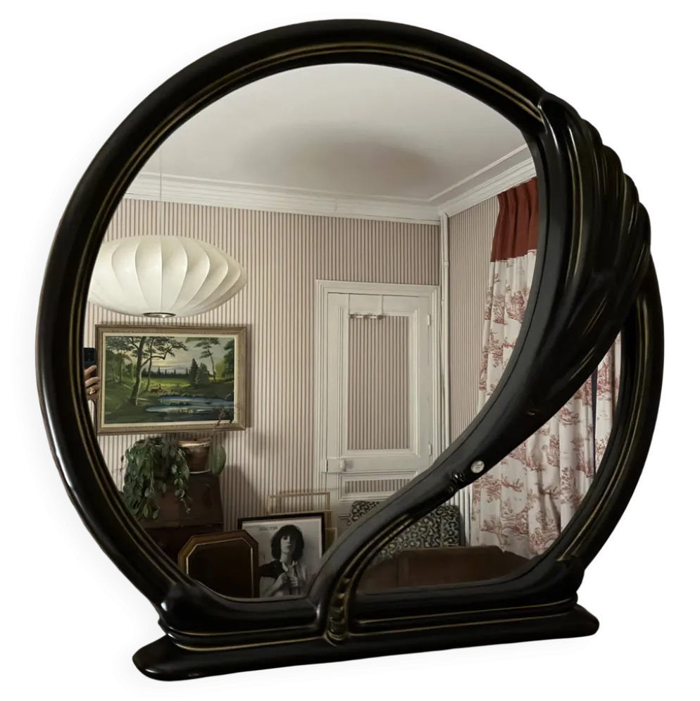 Grand miroir « Black Swan » postmoderne, années 1970-1980