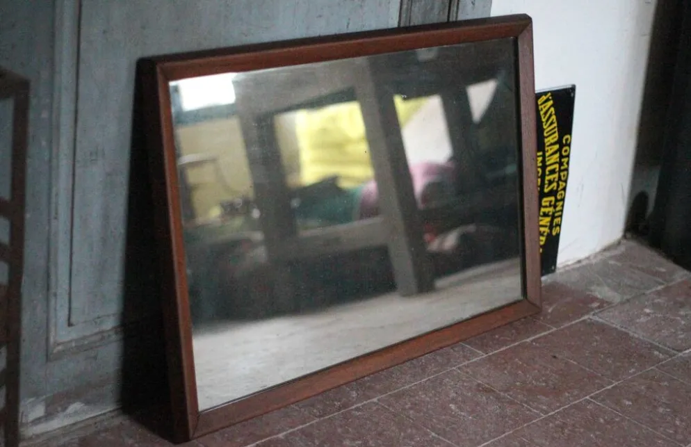 Grand miroir bois vintage, miroir mural, glace murale, scandinave style