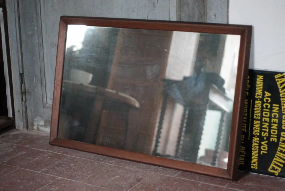 Grand miroir bois vintage, miroir mural, glace murale, scandinave style