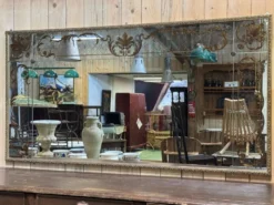 Grand miroir de bistrot des années 1970