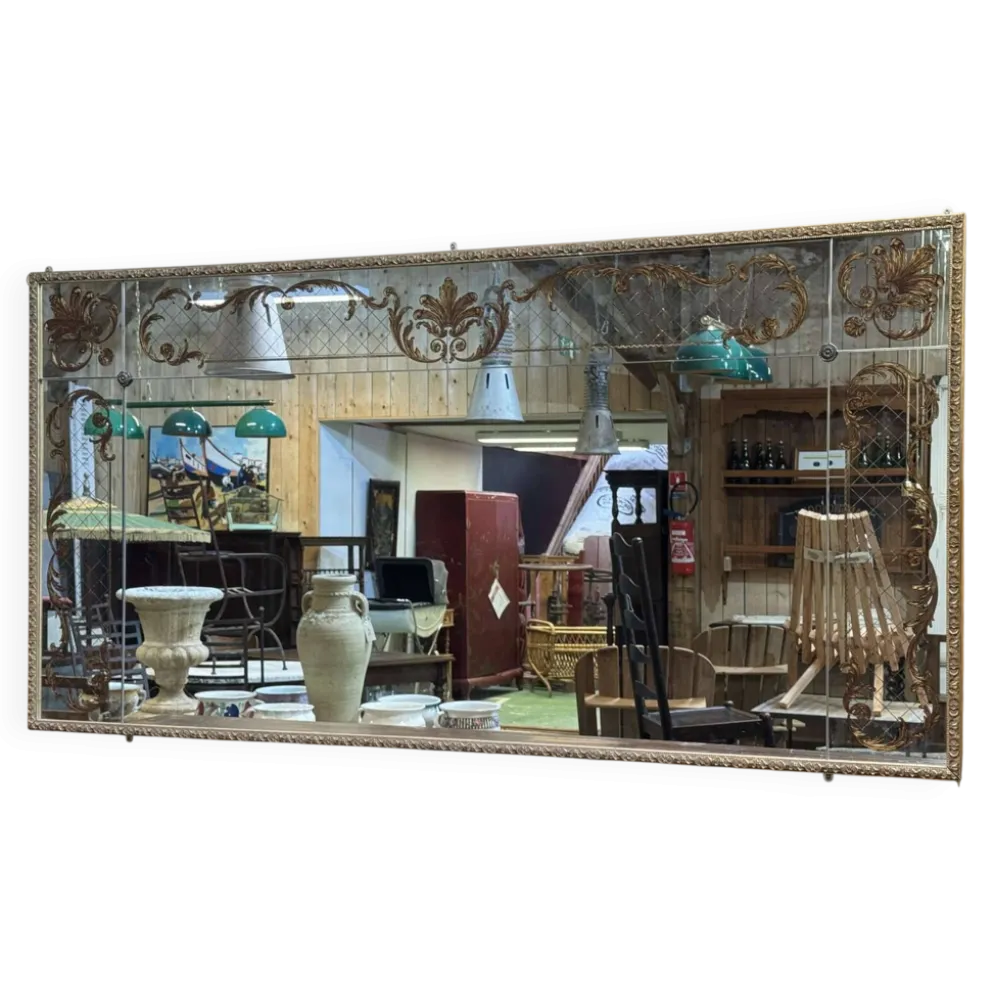 Grand miroir de bistrot des années 1970