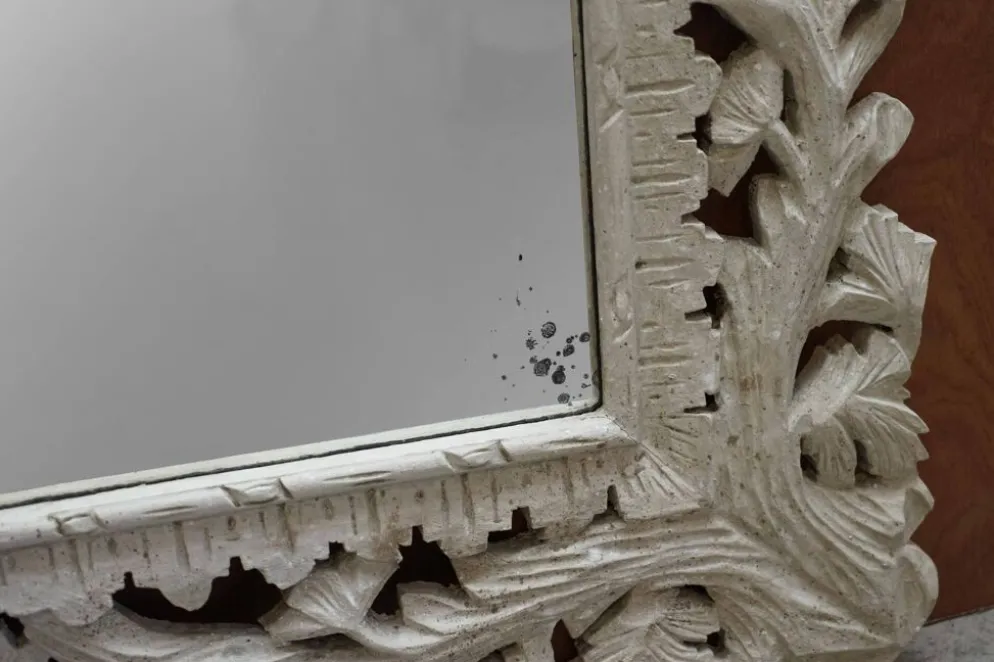 Grand Miroir de Cheminée Ancien Sculpté et Peint à la Main Birman Liberty's London