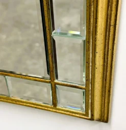 Grand miroir de luxe vintage à facettes avec cadre doré par Deknudt, années 1980.