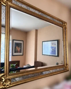 Grand miroir d’exception à parcloses Deknudt – Style Hollywood Regency (198