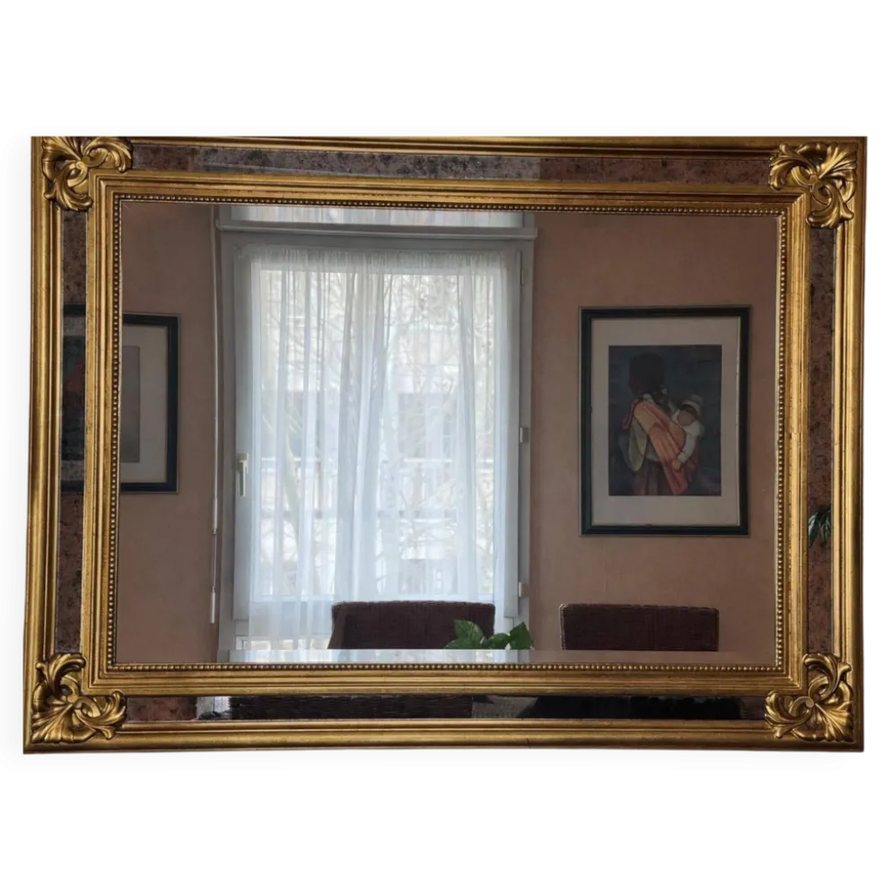 Grand miroir d’exception à parcloses Deknudt – Style Hollywood Regency (198