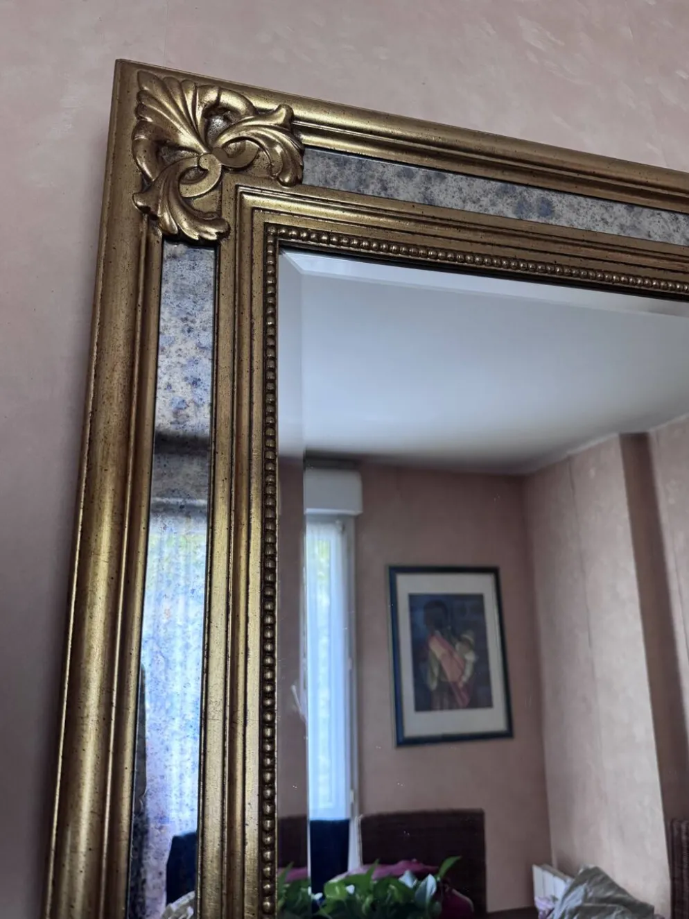 Grand miroir d’exception à parcloses Deknudt – Style Hollywood Regency (198