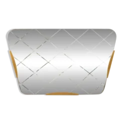 Grand miroir doré trapézoïdal avec motif de diamant gravé, Autriche, années 1950.